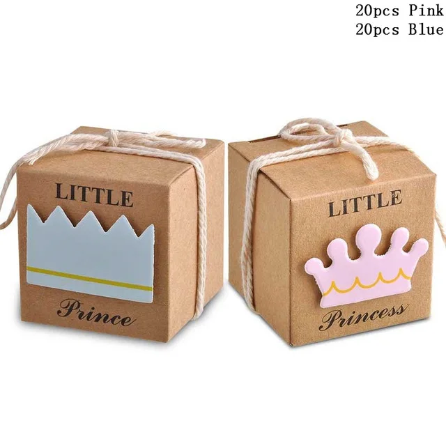 20/40pcs Kraft Paper Candy Box Baby Shower Gifts For Guest Kid Birthday Party Babyshower Boy Girl Gift Box 1th Party Supplies - Цвет: 40pcs mix