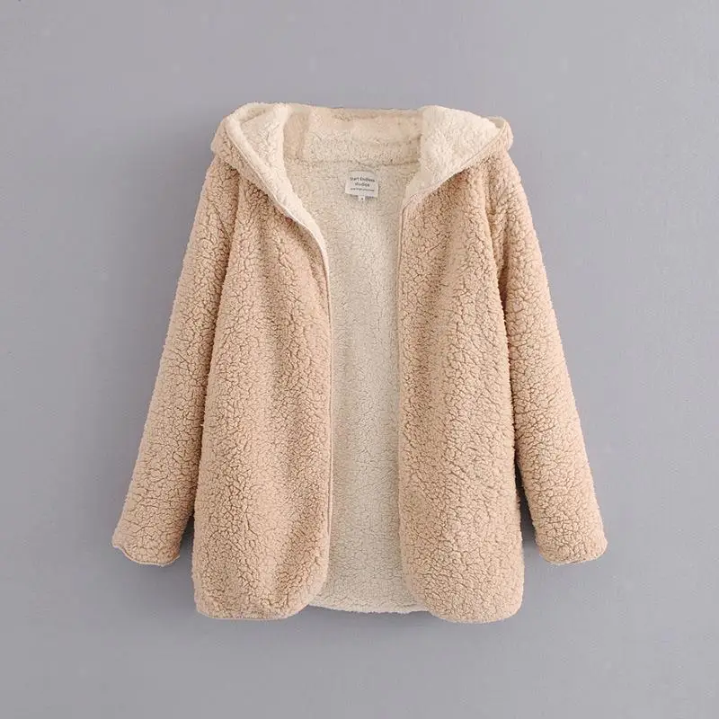 New women faux wool liner jacket fashion spring autumn meidum long coats female hooded Two-sided wear warm outerwear - Цвет: 2