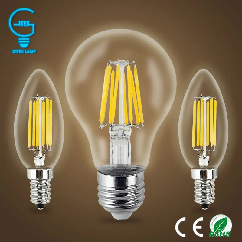 Светодиодная лампа Эдисона Gitex в стиле ретро 2/4/6/8 Вт 220 В 240 В|candle light|led filamentled edison |