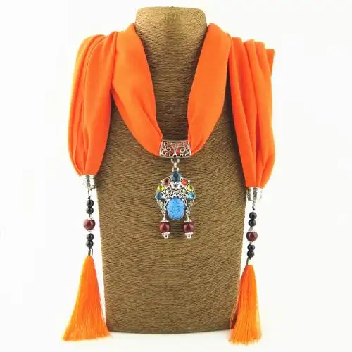 RUNMEIFA дизайн женщина дамы шарф с подвеской с сердцем драгоценность ожерелье украшения-бисер кулон кисточкой шарф - Цвет: 6