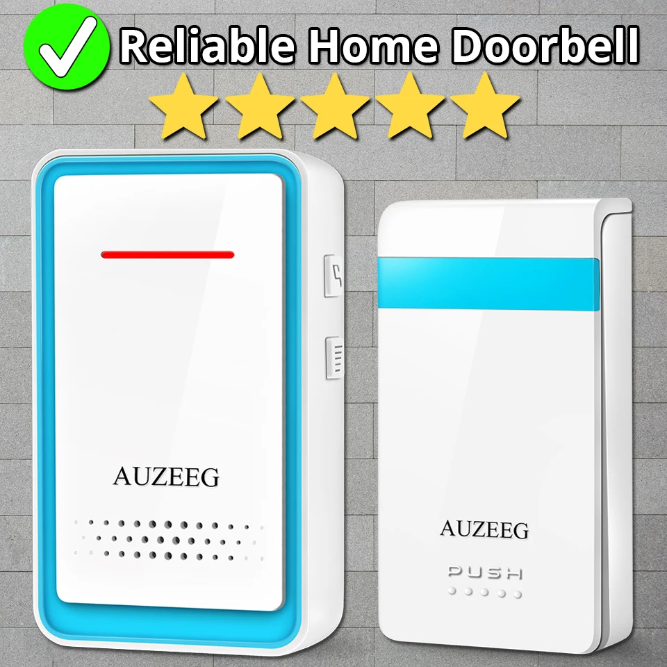 

Wireless Self-powered doorbell 500FT Longer Operating Range 52 Chime 1 Push Button+1 Plug-in Receiver Cordless Doorbell For Home