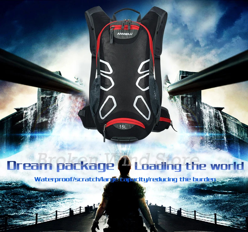 Best Anmeilu Outdoor Bicycle Backpack Waterproof Nylon Breathable Mountain Road Bike Bag 15L Reflective Cycling Backpack Mochila 2