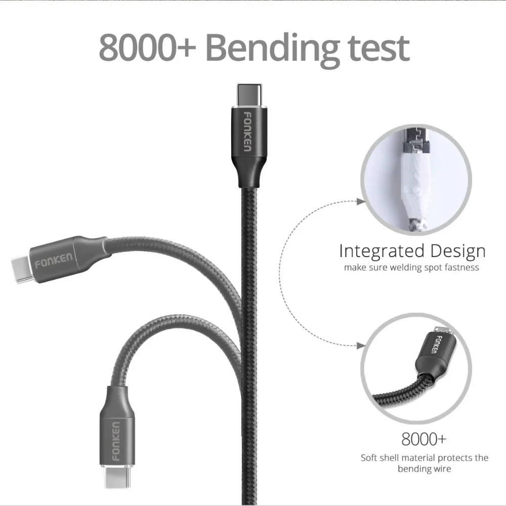 FONKEN 2 в 1 USB кабель Micro usb type C кабель для быстрой зарядки USB шнур зарядное устройство для телефона нейлоновый плетеный кабель для мобильного телефона Android
