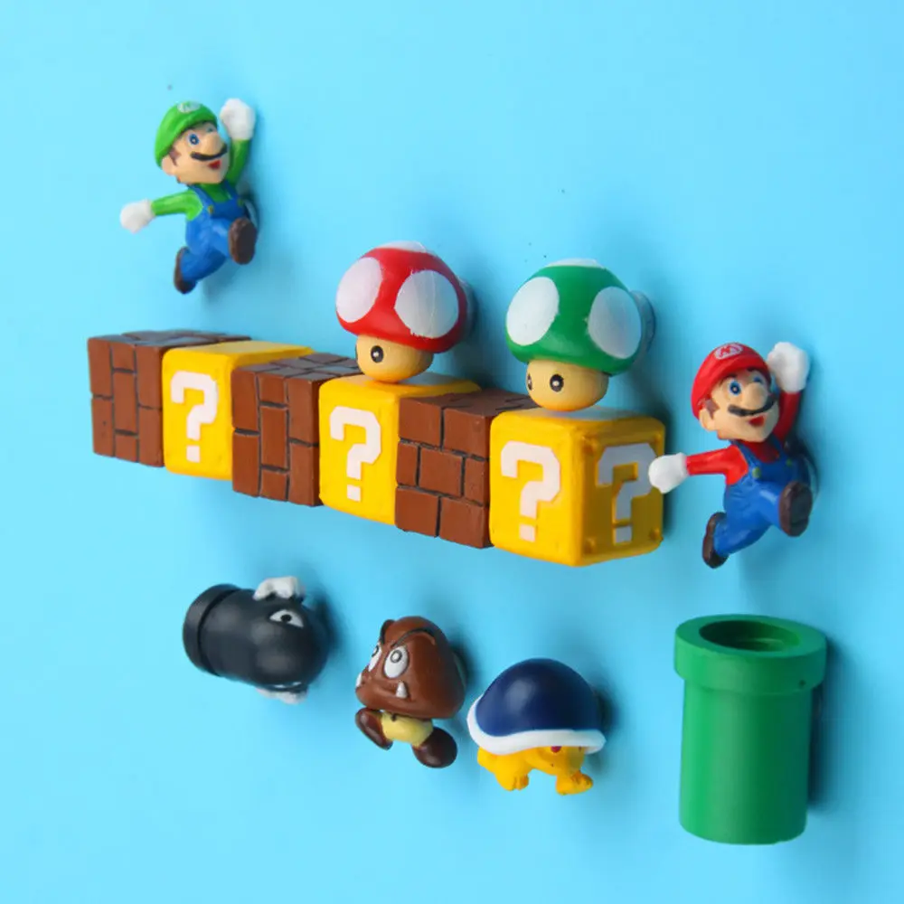 Два варианта 10 шт. 3D Super Mario Bros магнит на холодильник стикер сообщений человек Девочка Мальчик Дети игрушка подарок на день рождения