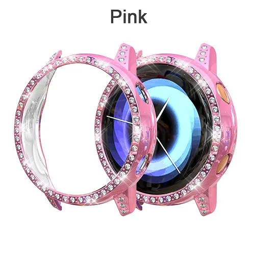 Защита для экрана, противоударный чехол для samsung Galaxy Watch, активные умные часы, роскошный Кристальный защитный чехол - Цвет: Розовый