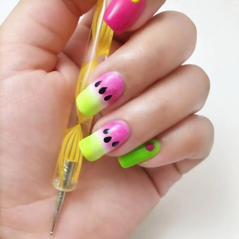 5PCS 2-Way Nail Art Dotting Painting Paint Pen 5 Colors Marbleizing Design Nail Art Dotting Pen Tool Dot Set TPD-03(5) 5