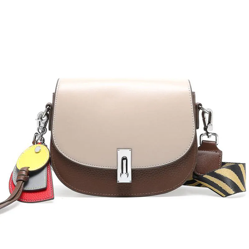 

Women bag summer new high quality Cowhide saddle bag hit color packet fashion Messenger bag retro wild shoulder bag