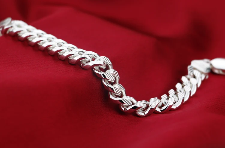 Европа и США веер 925 пробы серебряные новые мужские браслеты, Толстые браслеты, подарок на день рождения бойфренда Настоящее серебро