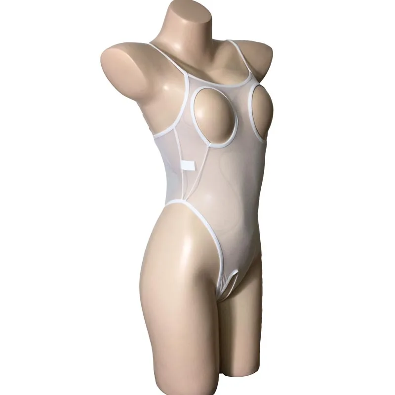 Sexy Sheer Cupless and Crotchless Mesh One Piece Swimsuit Skinny Leotard Open Breast Teddy Bodysuit Lingerie sexy lingerie women swimsuit