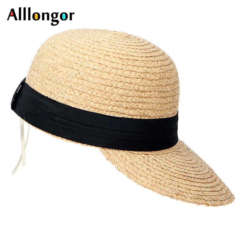 

100% Raffia Straw Hat Summer Beach Women 2019 Sun Hats Solid Dome Outdoor ladies hats visor fashionable floppy Girl Cap