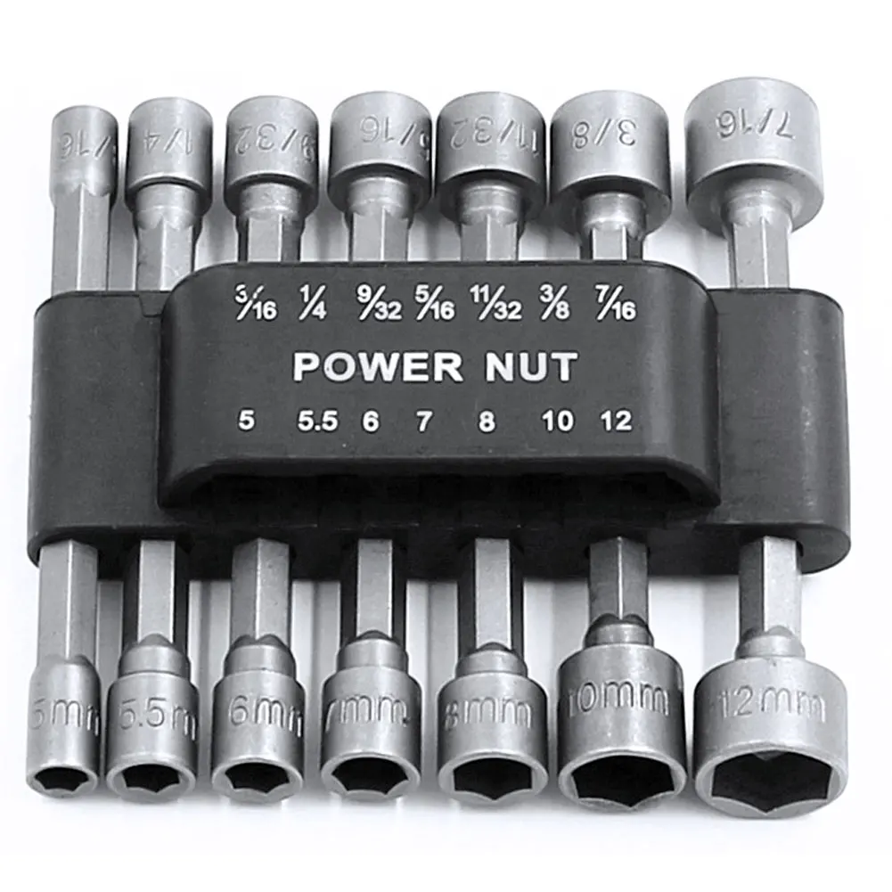 High Quality 14Pcs Power Nut Driver Drill Bit Set Adapter Metric Socket Wrench Screw 1/4 Inch Hex Shank Quick-Change Screwdriver
