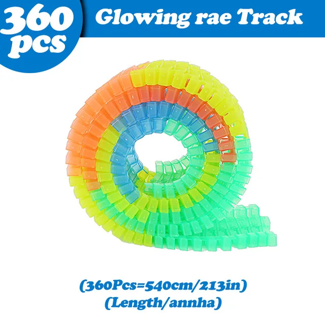 360PCS Track 5,5 см вагон DIY универсальные аксессуары для магического трека забавные светящиеся гоночные дорожки светится в темноте игрушки для детей мальчиков и девочек - Цвет: 360PCS Track