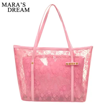 

Mara's Dream Lady Printing Flower Handbags Designer Tote Bag See-through Shoulder Bags Clear Transparent Jelly bag