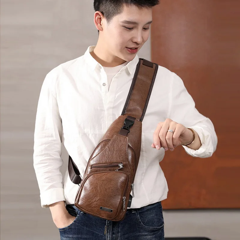 Мужские сумки через плечо, мужские сумки через плечо, зарядка через USB, разъем для наушников, кожаная сумка через плечо, диагональная посылка, дорожная сумка