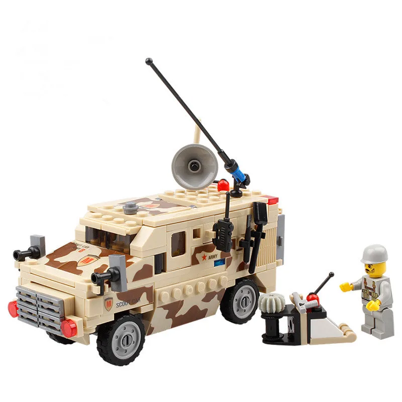 KAZI 84024 Военный Разведчик Автомобиль Блоки 219 шт. Кирпичи Строительные блоки Устанавливает Развивающие игрушки для детей