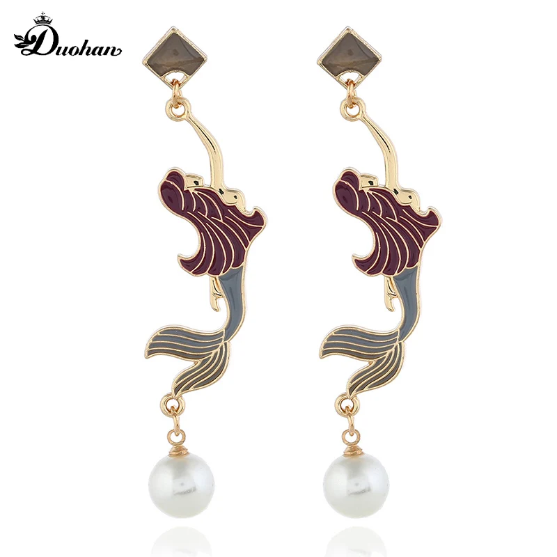 

Mermaid Pearls Earings Women Jewelry Dangling Earrings Long Earings