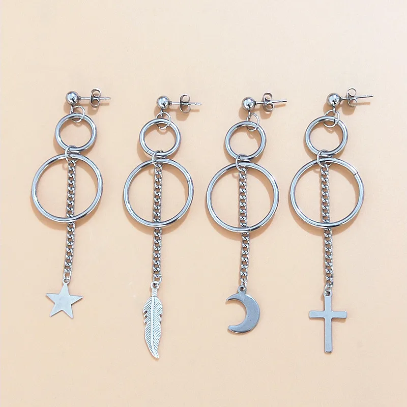

2019 Fashion 4 pcs/set Women circular BTSARMY Stud Earrings for Women and men Piercing Simulated Korea kpop Punk Tassel Earrings