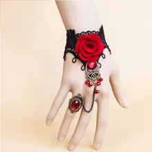 Аксессуары для танца живота сексуальный браслет ювелирные изделия Кристалл Кружева Красная роза кольцо живота танцевальные браслеты для выступлений практичные одежда DN1641
