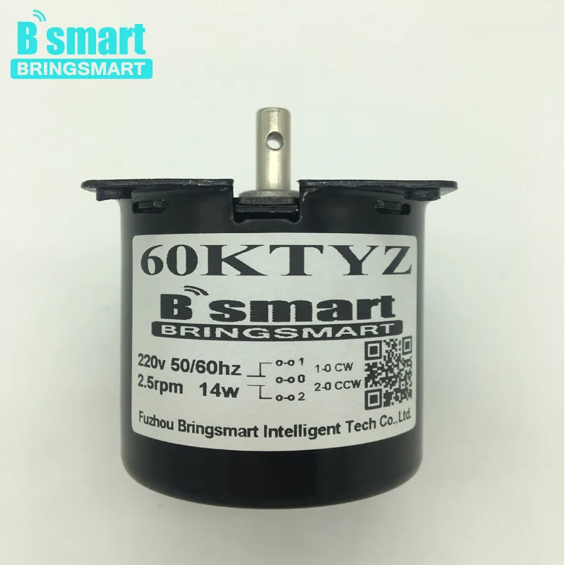 

Bringsmart 60KTYZ Reduction Motor 220V Synchronous AC Motor High Torque Low Speed Low Noise Gearbox Electric Motor