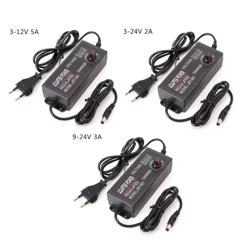 

AC 110V-240V AC/DC Adjustable Power Adapter With Voltage Display Speed Control for DC Motor Speed Control Light Dimmer