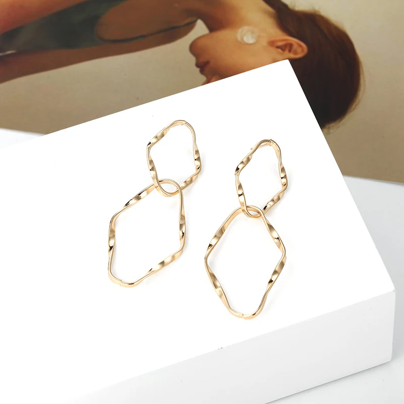 

Simple Hollow Abstract Earrings For Girl Women Geometric Ear Jewelry Wholesale and Dropshipping Fashion Earrings