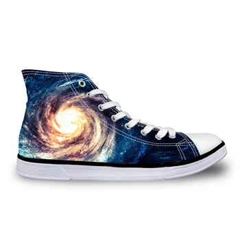 

Noisydesigns Girls sneakers Women casual vintage vulcanized shoes high top galaxy paisley interstellar print flat canvas shoes