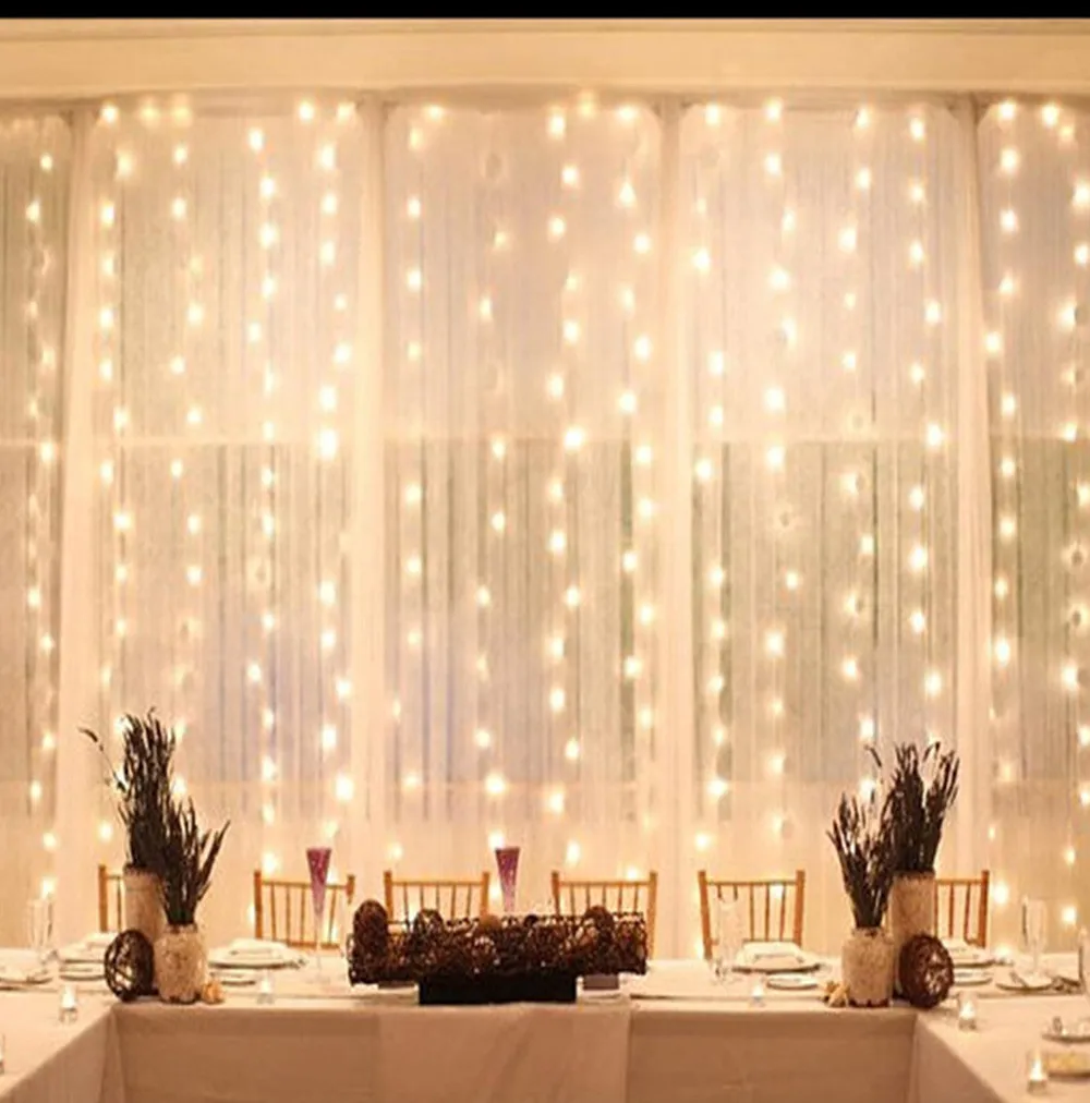

String Lights Battery box remote control Curtain Lights 3m 300 LED 8 Modes Party Wedding Festival Decoration For Home T#