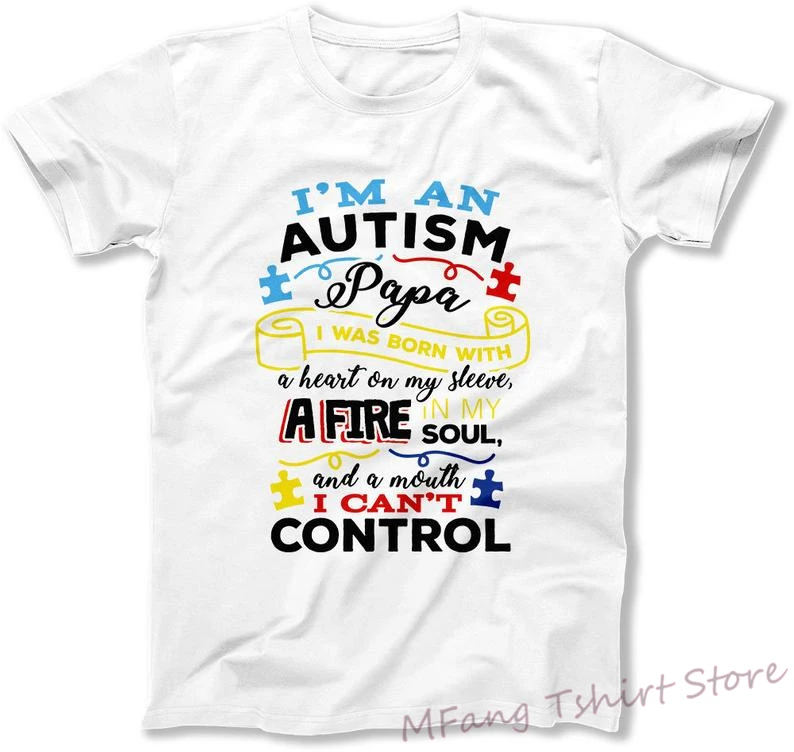 

Autism Grandpa T Shirt Autism Awareness Month Autistic Support World Autism Day Puzzle Piece Im An Autism Papa men Tee FAT-749
