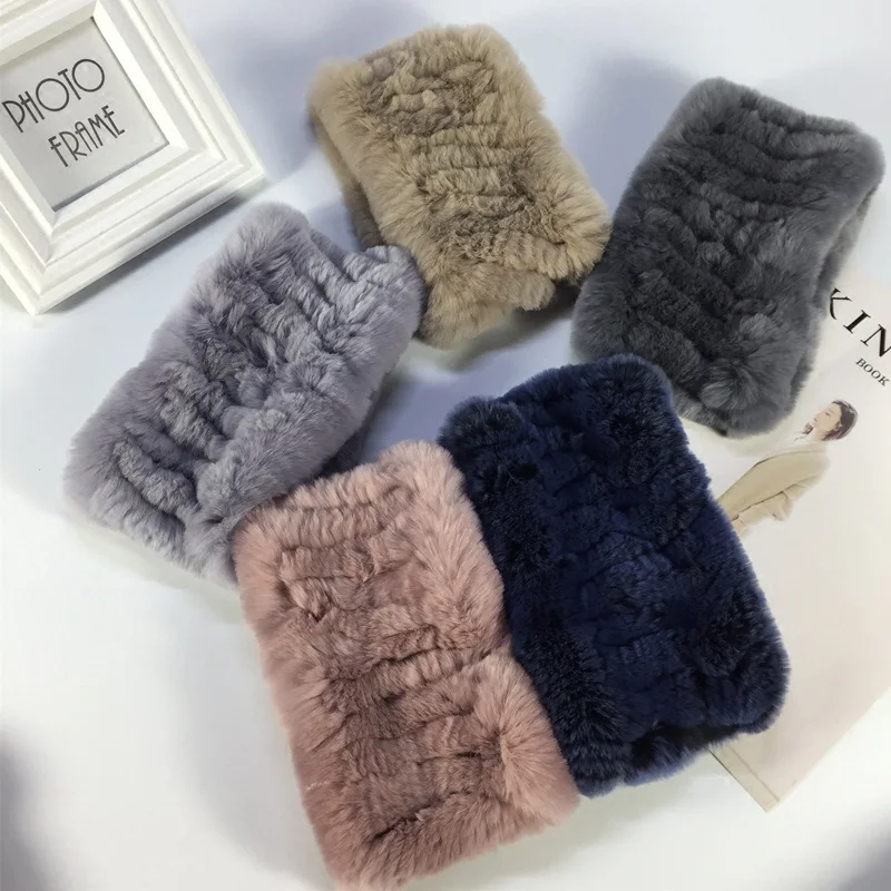 Buy genuine natural rex rabbit fur scarf neck warmer