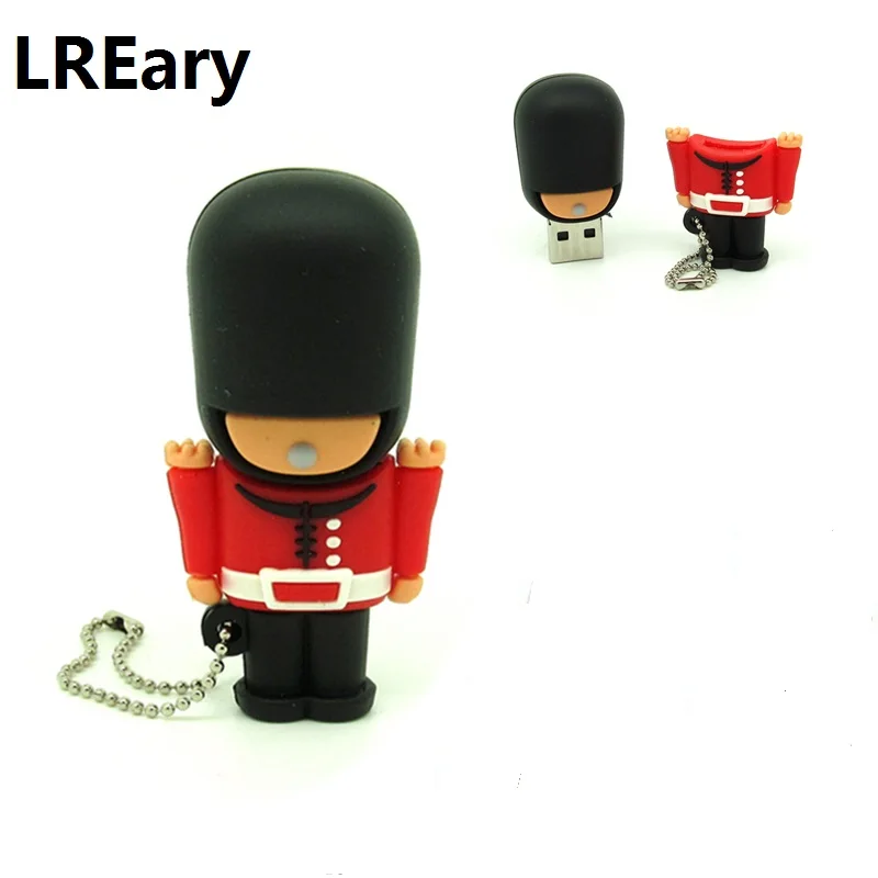 

new arrival Cartoon British Soldier usb flash drive Army gift pen drive 4g 8g 16g 32g u disk memoria stick pendrive keychain