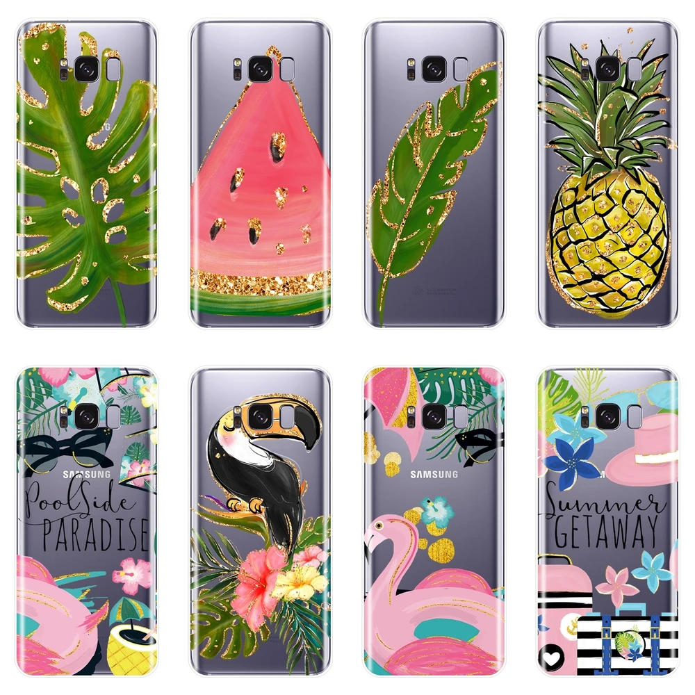 

For Samsung Galaxy S5 S6 S7 Edge S8 S9 Plus Phone Case Silicone Pineapple Flower Soft Back Cover For Samsung Galaxy Note 9 8 5 4