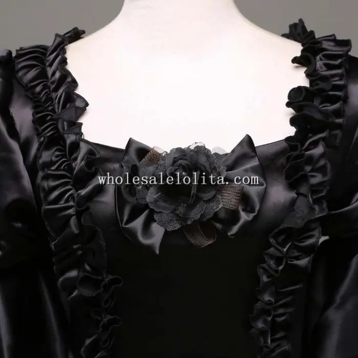 18 век Готический Черный винтажный бальный наряд театральная одежда костюм на Хэллоуин