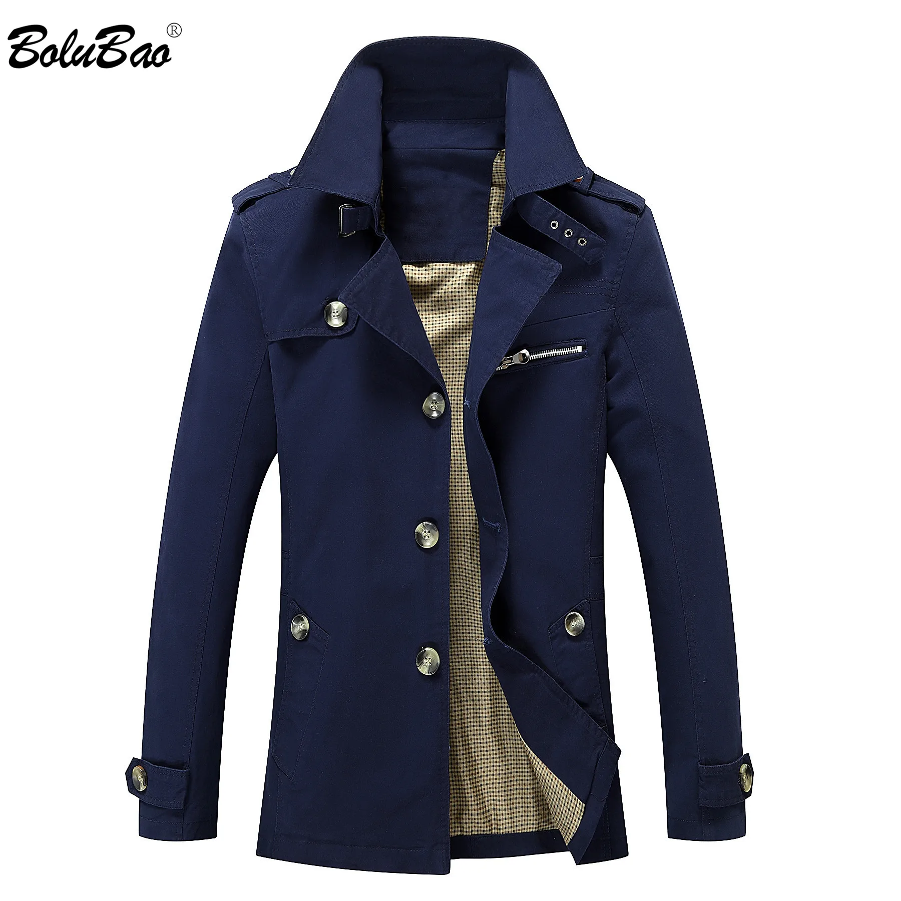 

BOLUBAO Autumn New Men Trench Coats New Men's Solid Color Trench Jackets Male Brand Fashion Casual Trench Overcoat