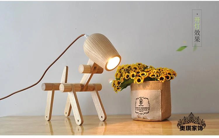 Wooden Table Lamp Dog Folded Bedroom Bedside Lamp Folding Logs Simple Varieties Ya72610 Wood Table Lamp Table Lampbedside Lamp Aliexpress