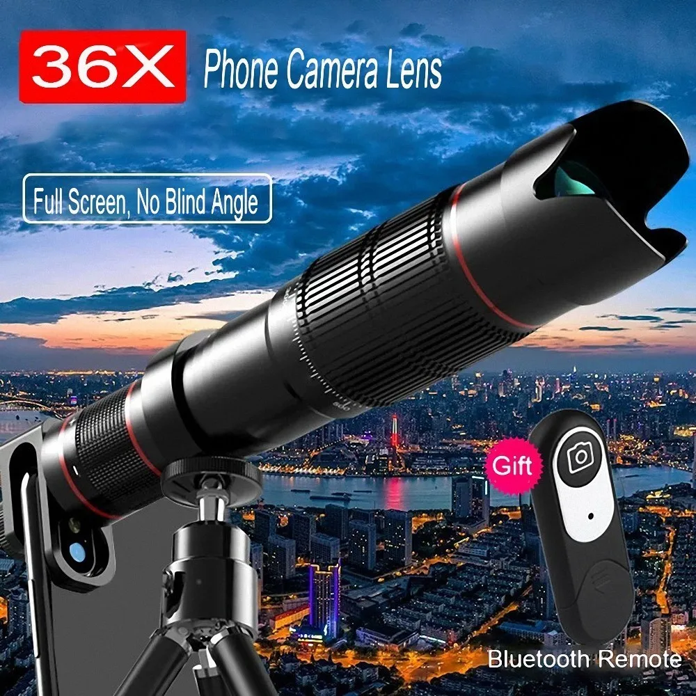 

Universal 4K 36x Zoom Mobile Phone Telescope Lens Telephoto External Smartphone Camera Lens For IPhone Sumsung huawei all phone