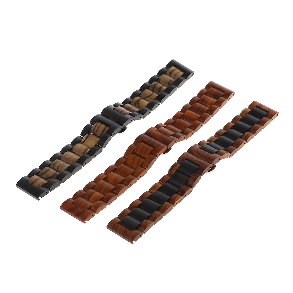 

Wood Watchband Red Sandalwood 22mm Watch Band Strap Stainless Steel Metal for Samsung Gear Sport S3 for Amazfit Smartwatch
