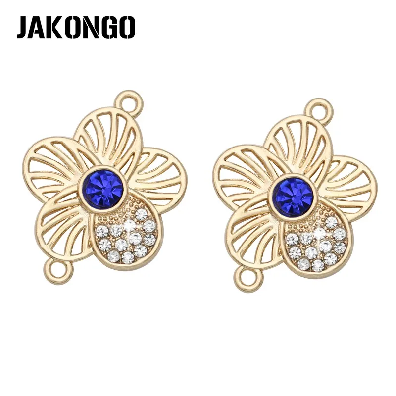 

JAKONGO Gold Color Purple Crystal Flower Connectors for Jewelry Making Bracelet Findings Accessories DIY Craft 22x28mm 5PCS/lot