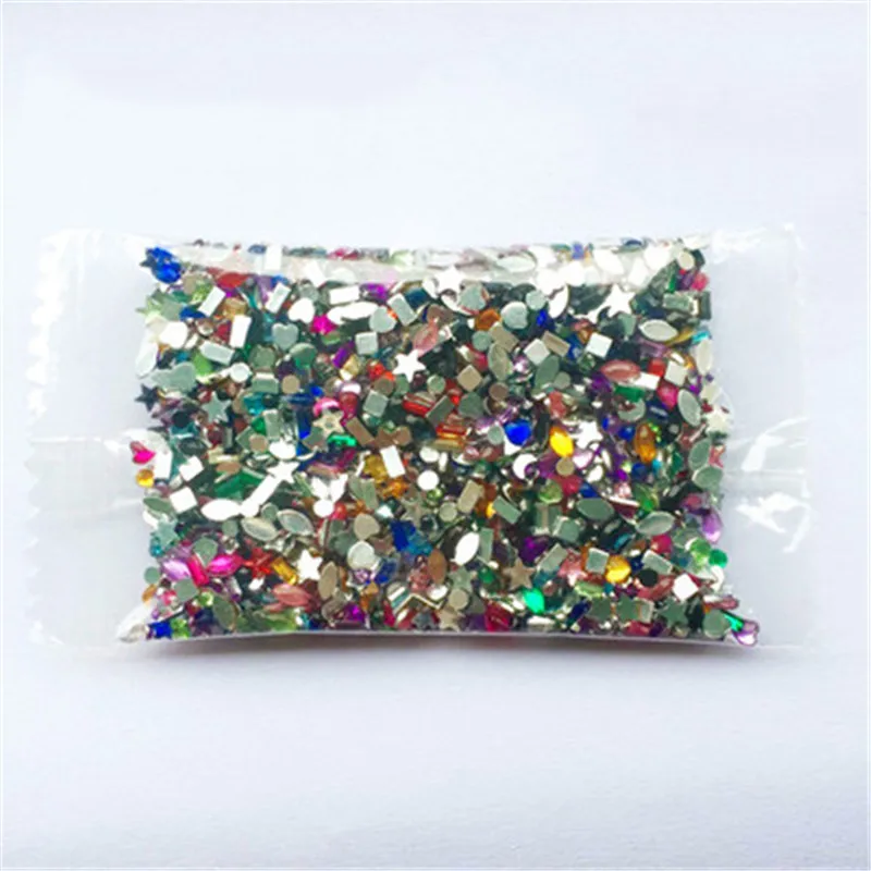 

2000pcs/Bag Mixed Shapes Color Crystal 3D Tips Flat Drill Rhinestones Jewelry Nail Decorations DIY Manicure Nail Art Tools Decor