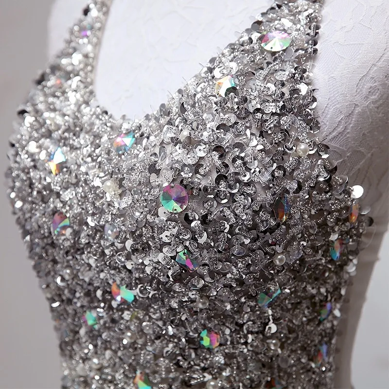Сделать дауэр 2019 новые серые пикантные вечернее платье на брителях Bling Бисер