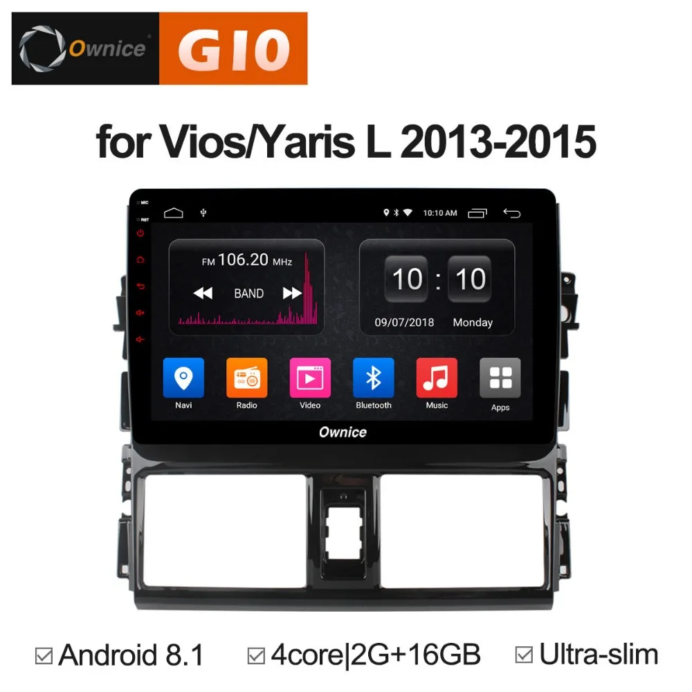 

1024*600 Quad 4Core Android 8.1 Car DVD Player For Toyota Vios /Yaris L 2013-2015 2GB RAM+16GB ROM GPS Navi Radio Stereo TPMS