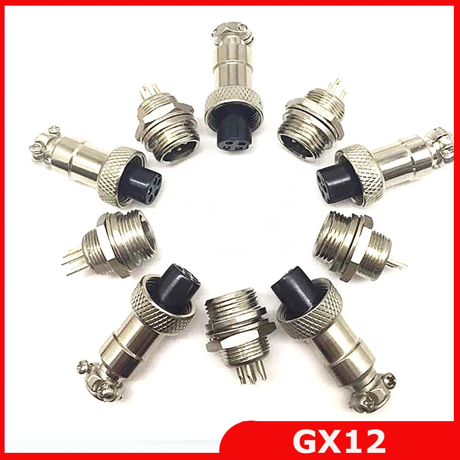 

10Pair GX12 2pin 3pin 4pin 5pin 6pin 12mm Avation Plug Wire Panel Connector kit GX12 Socket+Plug,RS765 Aviation plug interface