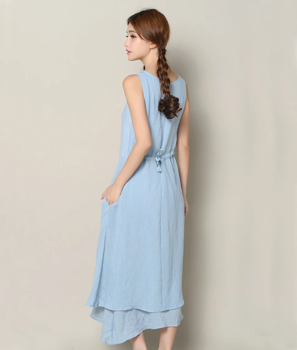 Linen Drawstring Dress Summer