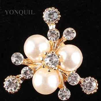 

25*25 MM Size Handmade Metal Rhinestone Pearl Button Clear Artificial Alloy Crystal Flatback Wedding Buttons 20pcs/lot SYBB112
