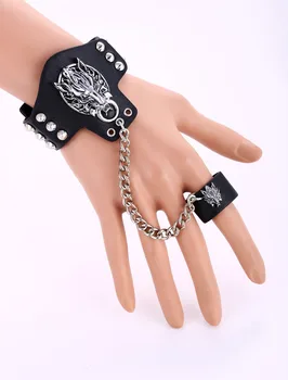 

10pcs/lot Wholesale Leather Bracelets Final Fantasy Black Fashion Bracelets Lion With Finger for Men Fashion Jewelry HSIC10133