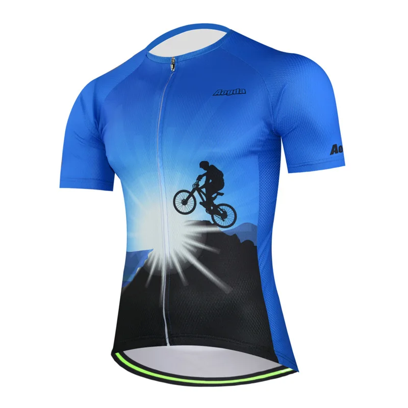 

Aogda Team Cycling Jersey Men Short Sleeve Mtb Clothing Summer Breathable Bicycle Bike Shirt Blue Red Yellow