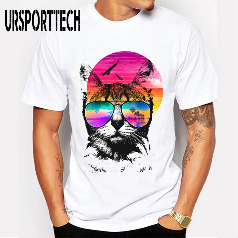 

Newest Hipster T Shirt Men Summer Fashion Casual 3D Cat Print T Shirts Short Sleeve O Neck Novelty Oversized T Shirts Soft White