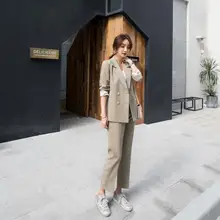 *#Best Price 2-piece set Retro Double Breasted Women Pant Suit Notched Blazer Jacket High Waist Pant Spring Office Wear Women Suits *#Best Price 2-piece set Retro Double Breasted Women Pant Suit Notched Blazer Jacket High Waist Pant Spring Office Wear Women Suits