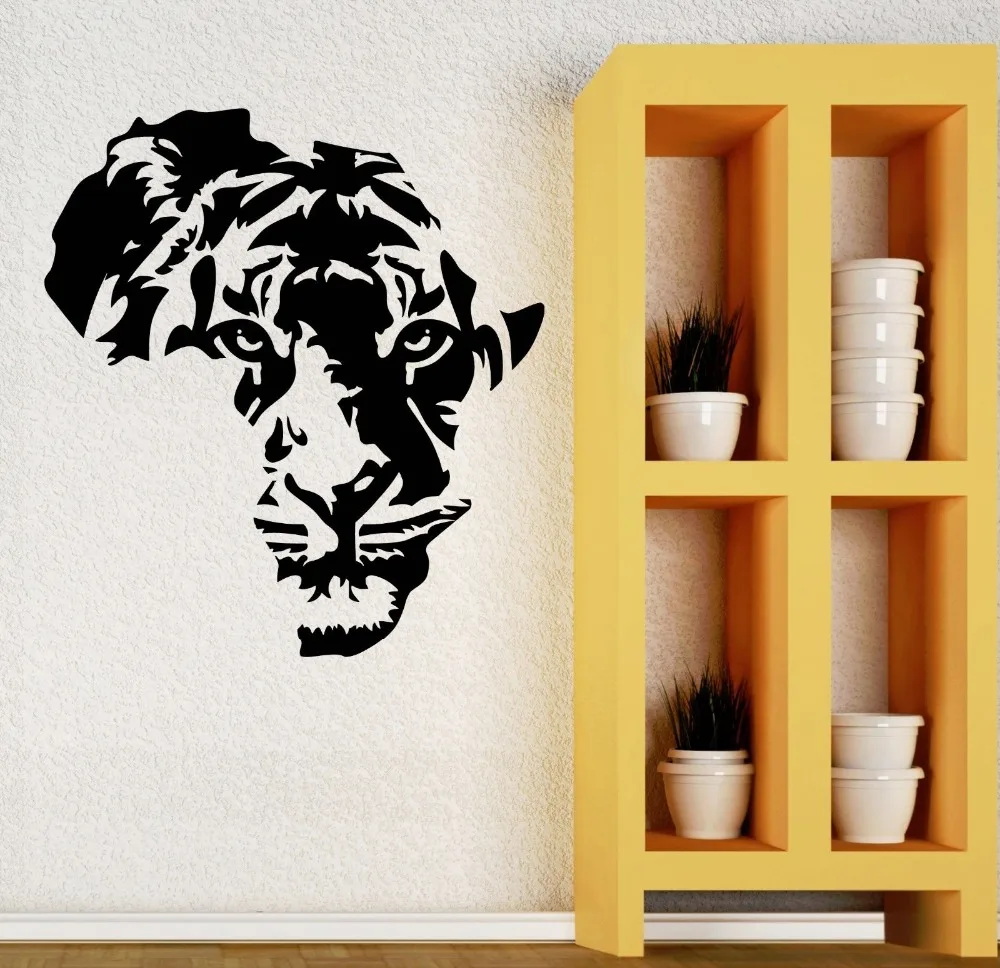 

Eco-friendly Wall Decal Home Decor Tiger Animal Africa Tribal Decor Living Kids Room Vinyl Art Mural Bedroom Wall Paper WY-15