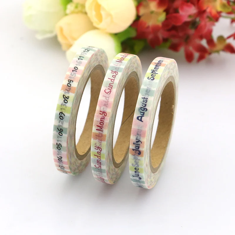 3PCS New Weekly Planner DIY Washi Paper Sticker Tape Date Scrapbooking date Masking Tape Home Decoration TAPE