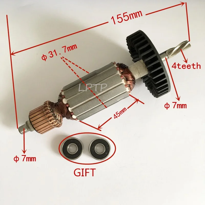 AC220-240V 4 зуба арматура двигатель ротор замена для Makita HP1620 HP1641 HP1640 HP1621 HP1641F HP1621F дрель двигатель
